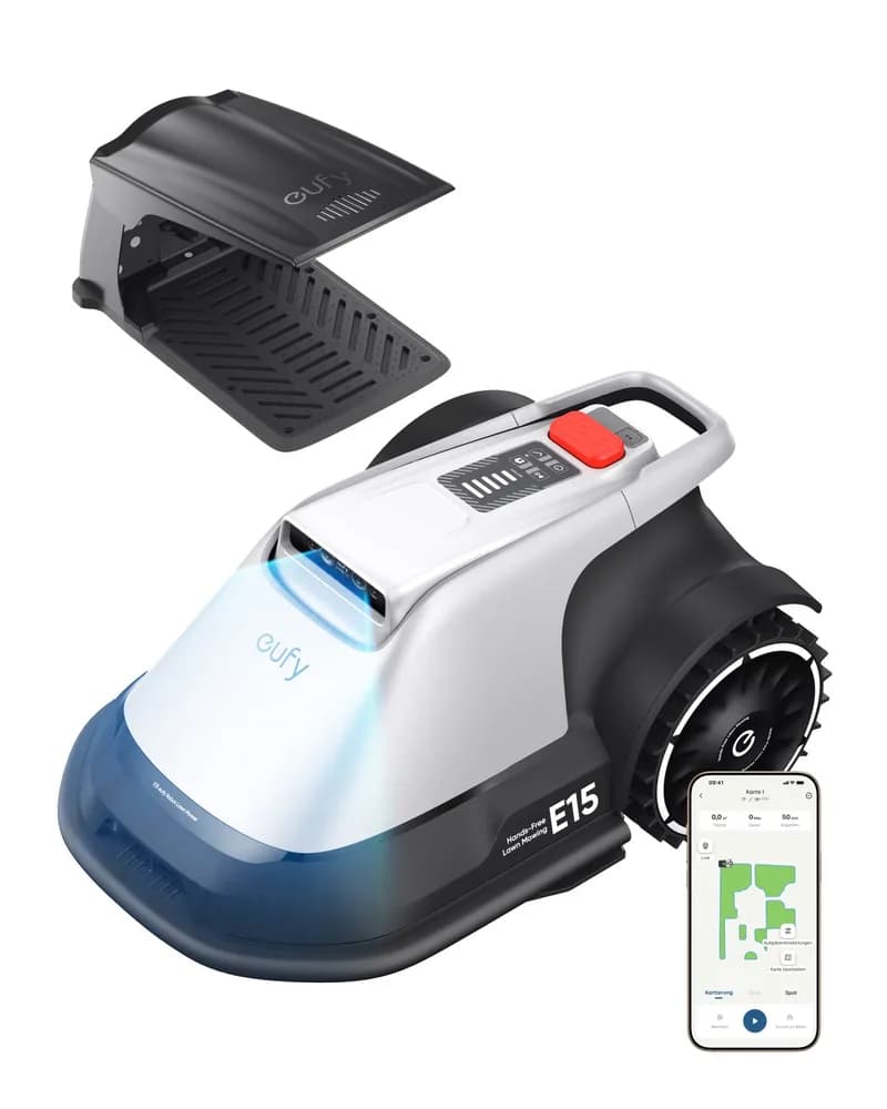 Robot tuns iarba Anker "eufy ", GPS, Wi-Fi, 4G, inaltime de taiere 2.5 - 7.6 cm, max 800m2, camera FOV 96° orizontal, 80° vertical, cartografiere, inaltime max iarba 9cm, gri, "T2880GA2" - 0194644311179 — miniatură
