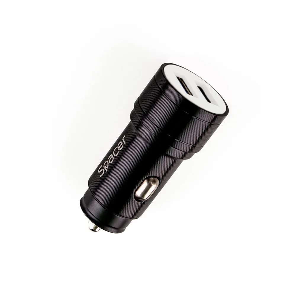 ALIMENTATOR auto SPACER Fast Charge 17W 5V/3.1A max, putere totala 17W, 2 x USB, pt. bricheta auto, black, "SPCC-DUO-02"