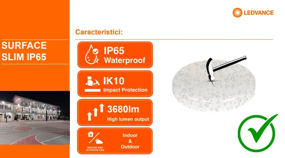 Plafoniera LED pentru baie Ledvance SURFACE SLIM ROUND 200, 19W, 2000 lm, lumina neutra (4000K), IP65/IK10, Ø200x55mm, Alb — miniatură