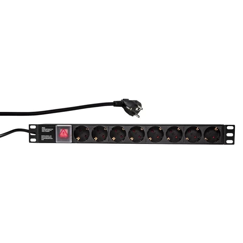 PDU LOGILINK 1U pt. rack 19 inch, 8 prize Schuko, intrare Schuko, max 16 A, on/off, 2 m, "PDU8C01"