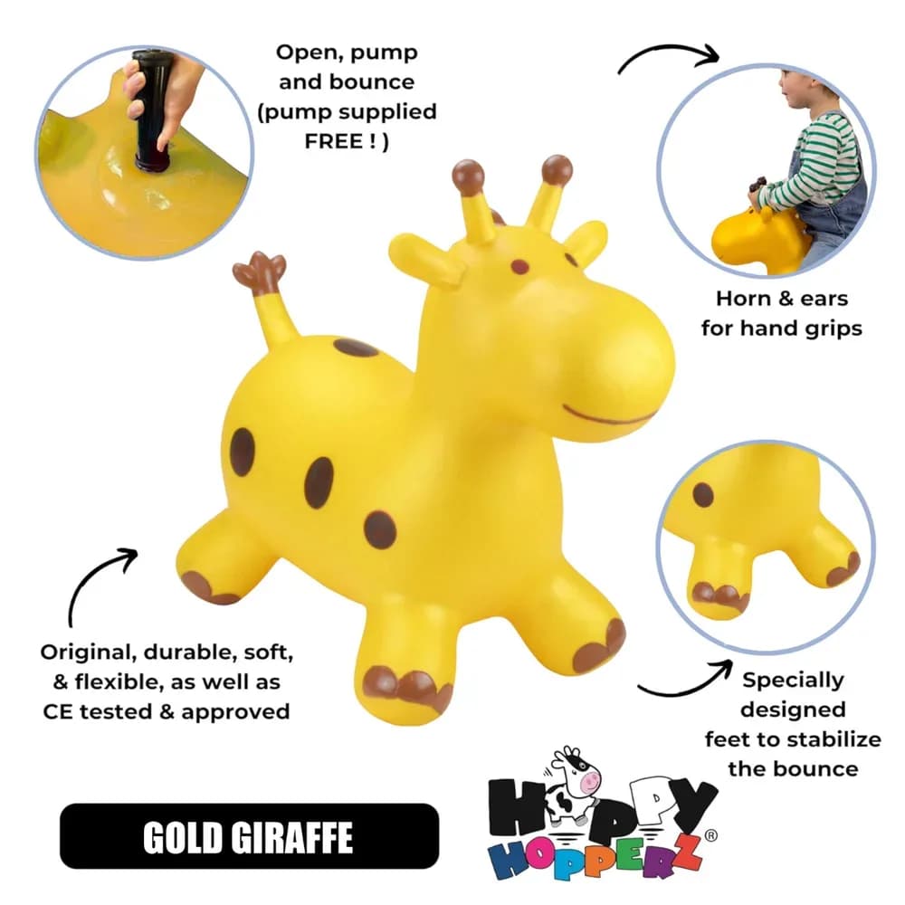 Jucărie gonflabilă săltăreață de călărit Girafa Aurie HappyHopperz — miniatură
