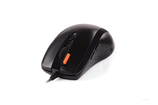 MOUSE A4tech, PC sau NB, cu fir, USB, optic, 1600 dpi, butoane/scroll 7/1, buton selectare viteza, negru, "N-70FX-BK" — miniatură