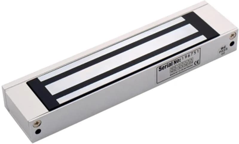 Electromagnet de forta Hikvision DS-K4H250S; Forta de retinere: 272kg; alimentare: 12 VDC or 24 VDC, (default voltage is 12 VDC); amperaj: 500 mA or 250 mA; Dimensiuni: 240 mm × 49 mm × 25.5 mm; Greutate: 2.1kg
