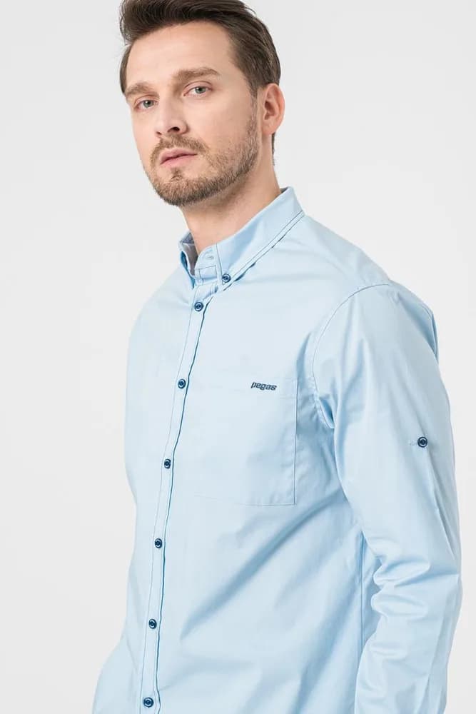 CAMASA CASUAL BARBATI LIGHT BLUE L — miniatură