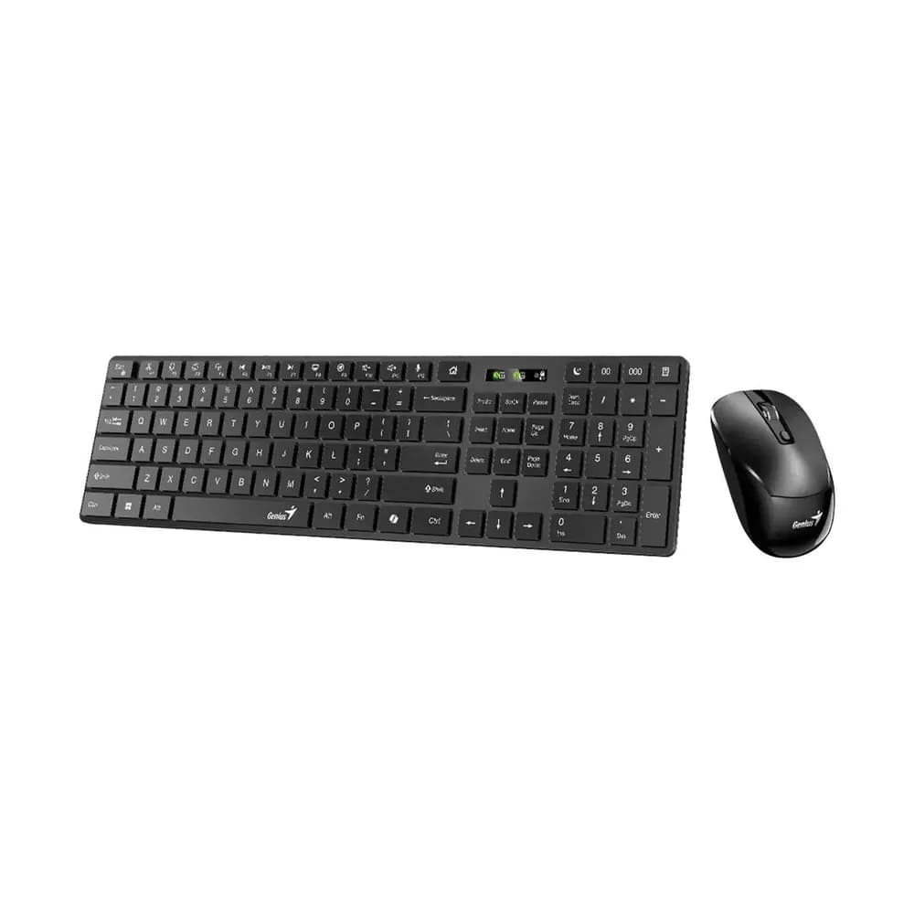 KIT wireless GENIUS, tastatura wireless 104 taste (multimedia) + mouse wireless 1200dpi, 3 butoane, BT5.3 + 2.4G, USB, negru, "SlimStar 8250" "31340020400" — miniatură