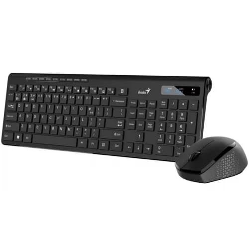 KIT wireless GENIUS, tastatura wireless 104 taste (multimedia) + mouse wireless 1200dpi, 3 butoane, BT5.3 + 2.4G, USB, negru, "SlimStar 8230" "31340015406" — miniatură