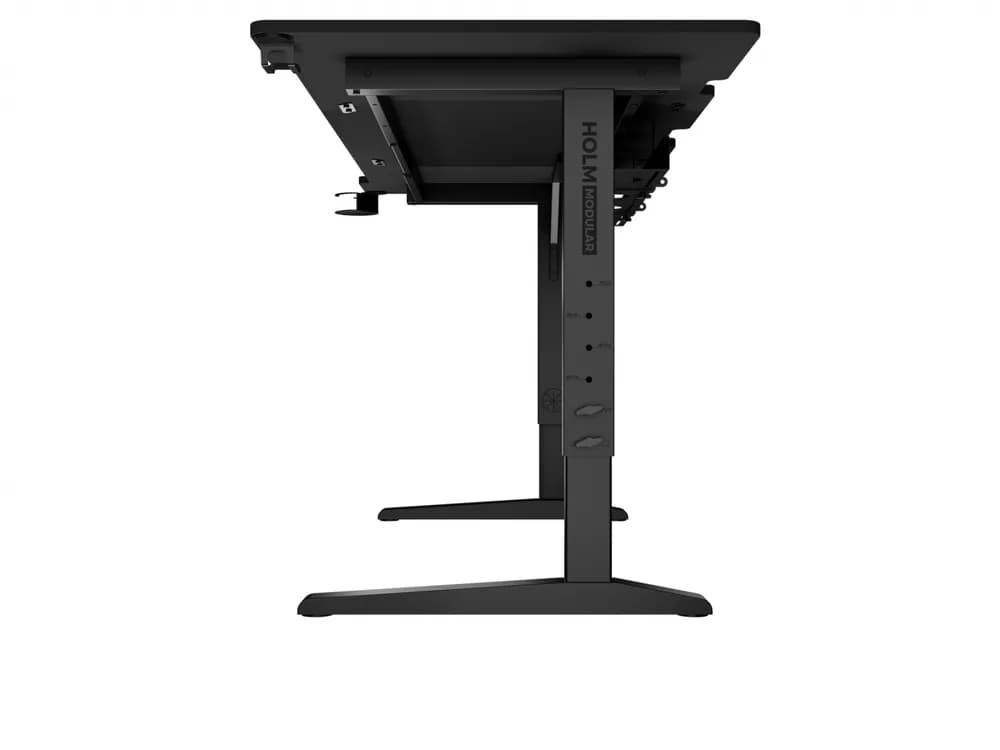 Birou gaming Genesis Holm Modular 180, material lemn/metal, reglabil pe inaltime 70 - 90 cm, iluminare RGB, management cabluri, negru — miniatură