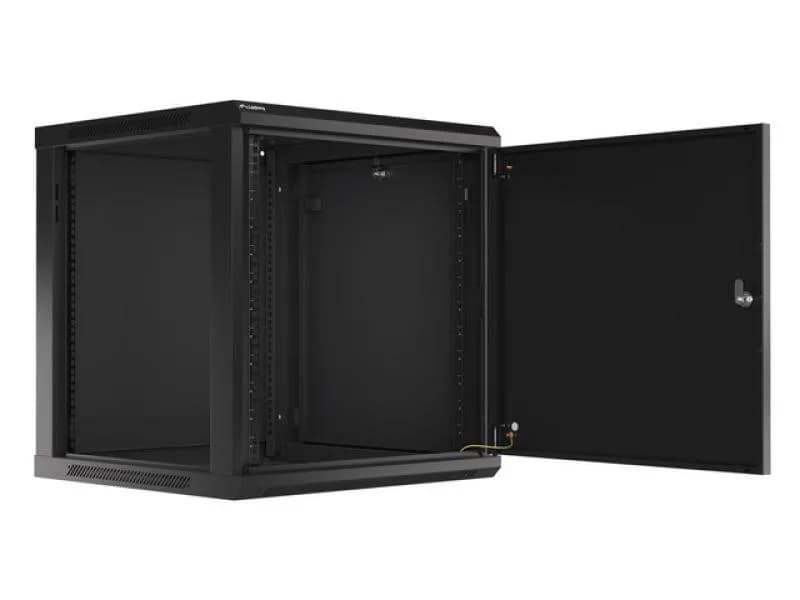 Dulap rack 19" perete 12U / 600x600 pentru auto-asamblare, ușă metalică, negru (flat pack)
