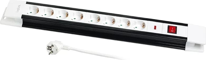 PRELUNGITOR LOGILINK, Schuko x 8, conectare prin Schuko (T), cablu 3 m, 16 A, protectie copii, alb/ negru, "LPS207"