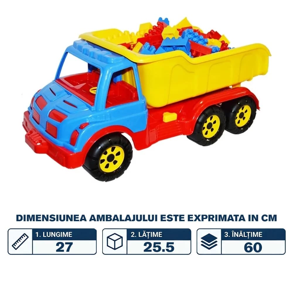 Camion plastic 60 cm + 80 cuburi - ROBENTOYS — miniatură