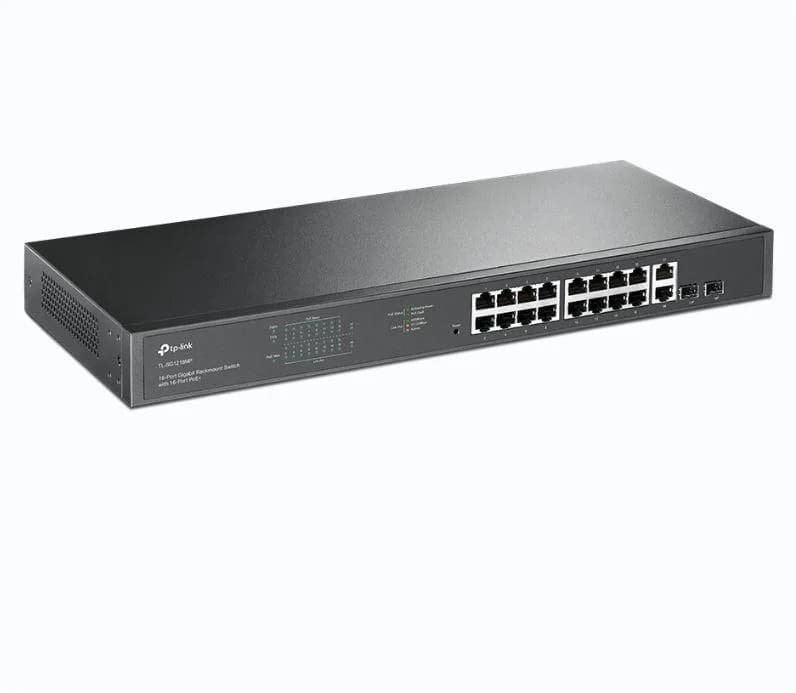 "18-Port Gigabit Rackmount Switch with 16-Port PoE+ PORT: 16× Gigabit PoE+ Ports, 2× Gigabit Non-PoE Ports, 2× Combo Gigabit SFP Slots SPEC: 802.3at/af, 250 W PoE Power, 1U 19-inch Rack-mountable Steel Case FEATURE: Plug and Play" — miniatură