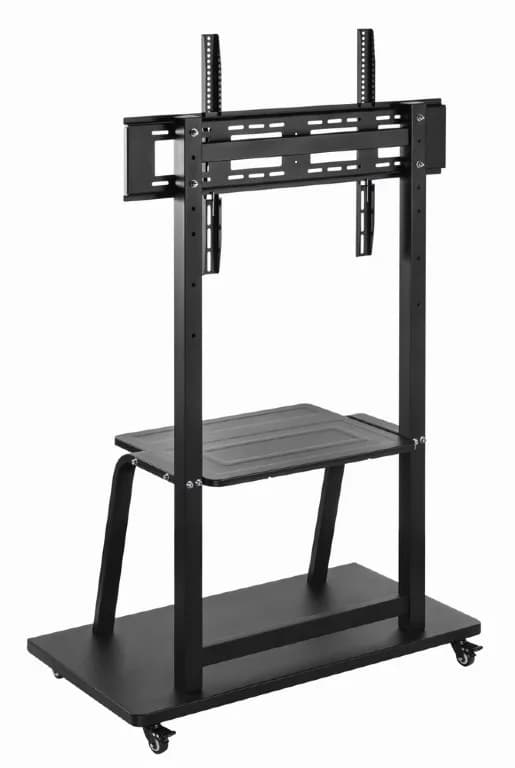 SUPORT de podea GEMBIRD, pt 1 TV/monitor, diag. max 37" - 100", fix, max 150 kg, raft max 20 Kg, roti, 1050x570x1785mm, black, "TVS-100F-01" — miniatură