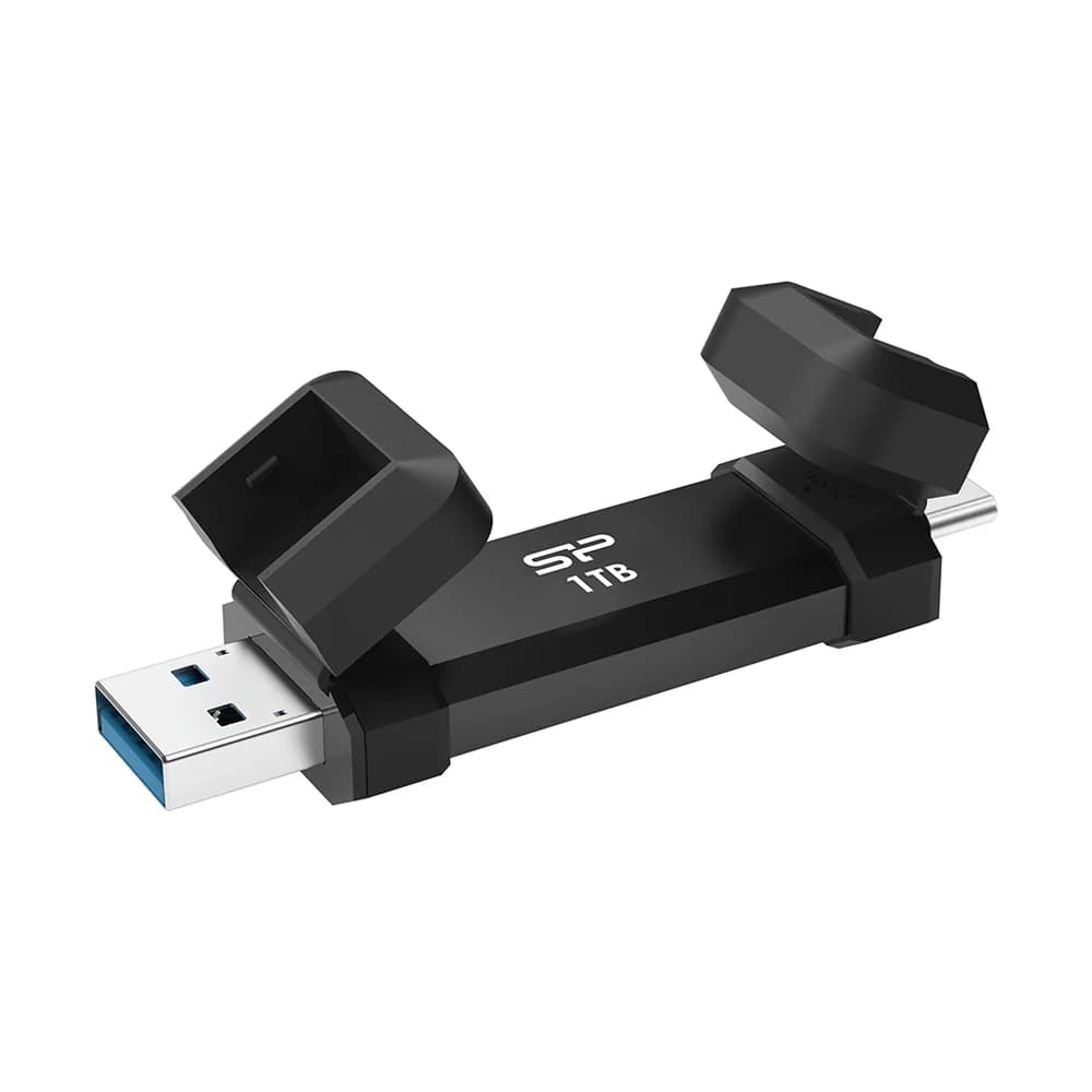 Ultra Fast SSD ,Silicon Power Dual interfaceA+C1050/850MB/s Aluminium + Plastic, Black "SP001TBUC3S72VPK" — miniatură