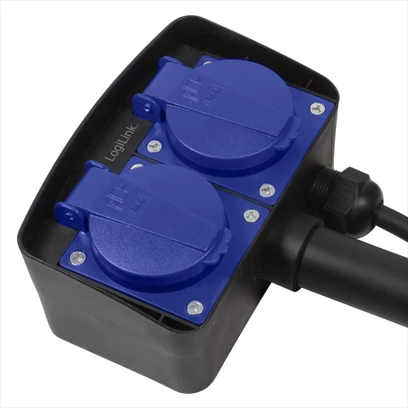 PRELUNGITOR LOGILINK, Schuko x 2, conectare prin Schuko (T), cablu 2 m, 16 A, fara protectie, exterior, negru, "LPS214"