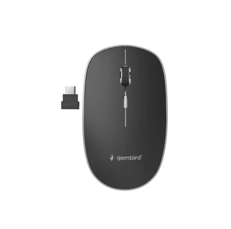 MOUSE GEMBIRD, PC sau NB, wireless, 2.4GHz, optic, 1600 dpi, butoane/scroll 4/1, silent, USB-C, negru, "MUSW-4BSC-01"