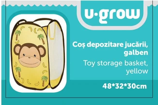Cos depozitare jucarii, galben, U-Grow — miniatură