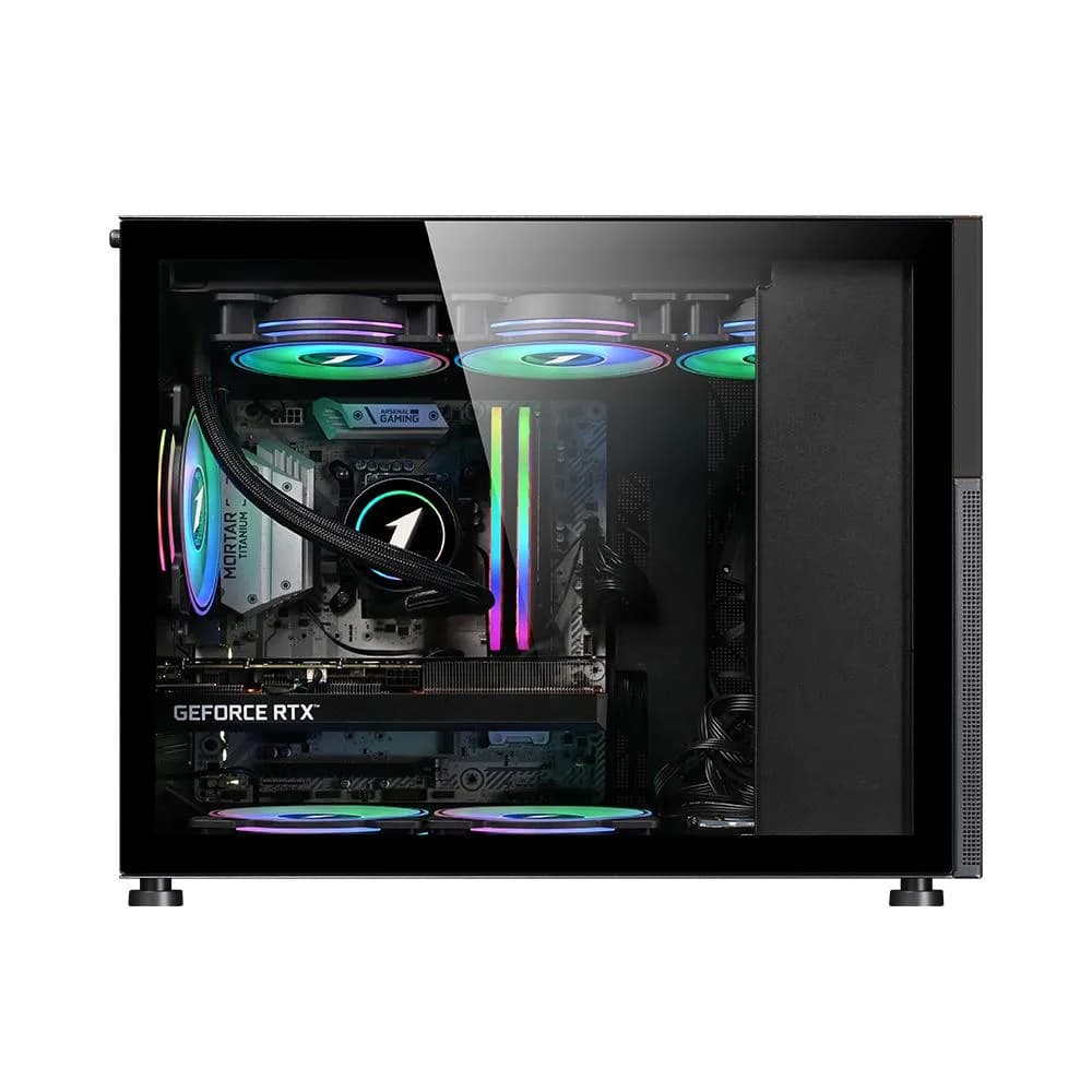 Carcasa 1stPlayer® MI6-EV, Micro-ATX, display 8 inches, 4 ventilatoare aRGB, negru — miniatură