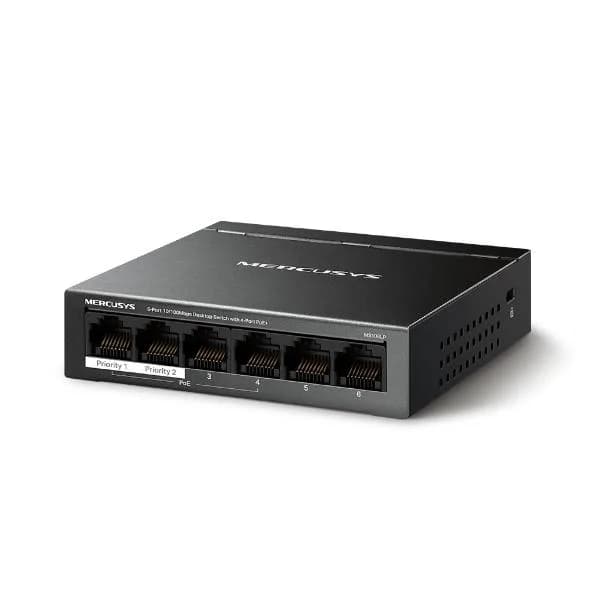 SWITCH MERCUSYS 6 porturi 10/100Mbps (dintre care 4 porturi PoE+) "MS106LP" — miniatură