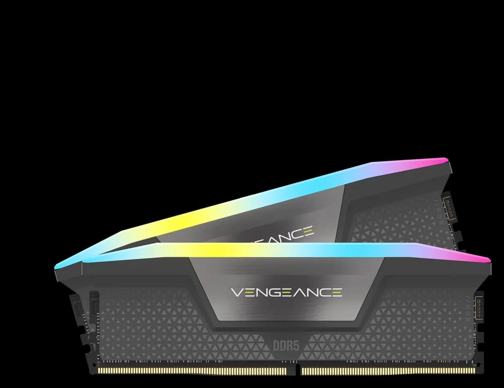 Corsair Memorie DDR5, 64GB, KIT 2x32GB, 5600 MT/s, CL40, 1.25V, Gri, RGB, Vengeance "CMH64GX5M2D5600Z40"