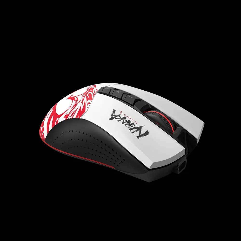 MOUSE A4tech - gaming, "Bloody co-branded Naraka", wireless, 2.4GHz, optic, 5000 cpi, butoane/scroll 8/1, alb, "R90 Plus" (include TV 0.18lei) — miniatură