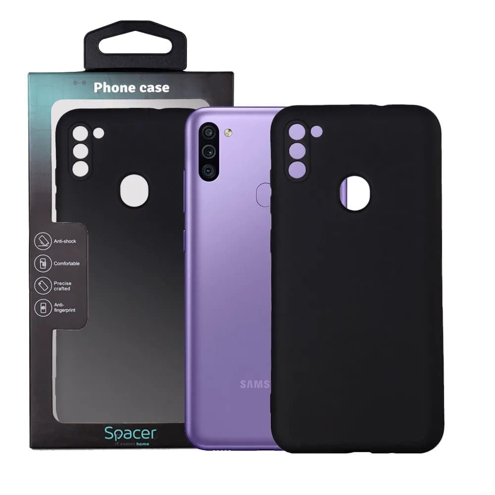Husa Samsung Galaxy M11 Spacer, negru, grosime 2mm, material flexibil silicon + interior cu microfibra "SPPC-SM-GX-M11-SLK"