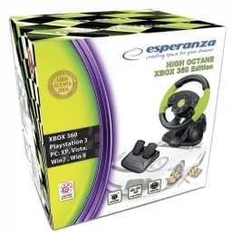 Volan cu pedale Esperanza High Octane EG104 XBOX 360 PS3 PC USB Negru/Verde "EG104" — miniatură
