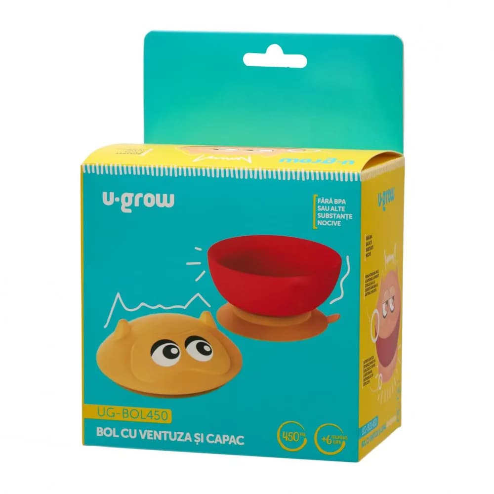 Bol cu ventuza si capac 450 ml, U-Grow — miniatură