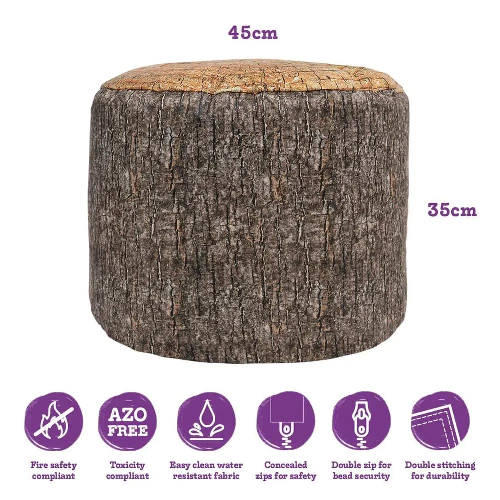 Scaune puf Trunchi de copac (set de 2, mari) – 45cm x 35cm — miniatură