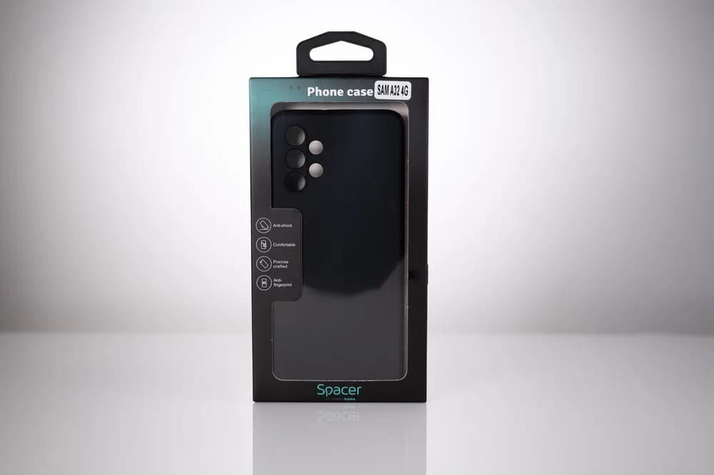 Husa Samsung Galaxy A32 4G Spacer, negru, grosime 1.5mm, material flexibil TPU "SPPC-SM-GX-A324G-TPU" — miniatură