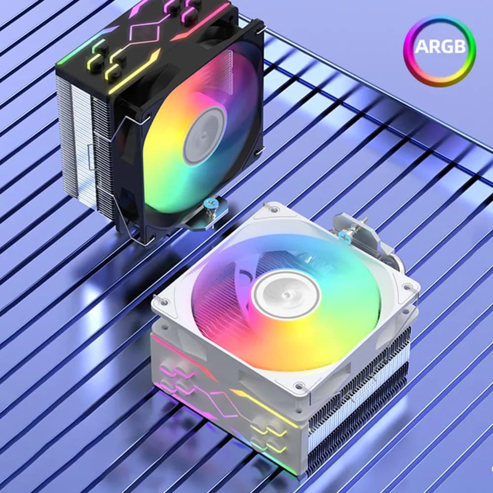 Cooler CPU Serioux CC120ARGB, dimensiuni 120x120x25mm, viteza ventilator 800-1800±200RPM, TDP: 180 - 200W, durata de viata 30 000 ore, iluminare LED, suporta seriile INTEL & AMD — miniatură