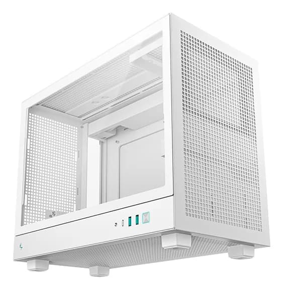 CARCASA DeepCool "CH160 PLUS Wh", mini tower, gaming, fara sursa, suporta 4xfan, USB Type-C x 2, USB 3.2 gen 1 x 2, audio+mic, 4 sloturi expansiune, alb, "R-CH160-WHNGM0-G" — miniatură