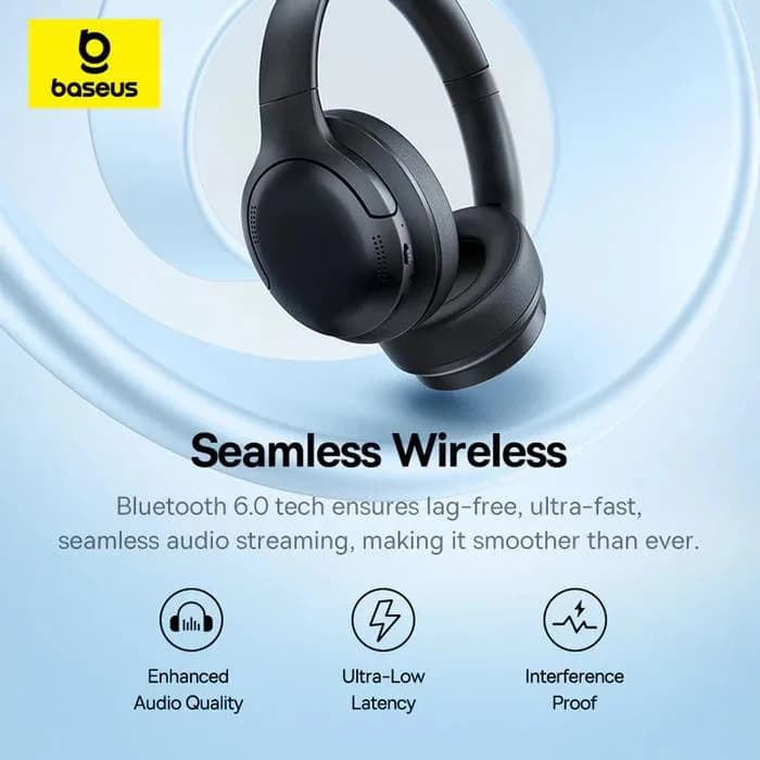 CASTI Baseus Bowie Bass BH1 Lite Wireless Noise Cancelling, over ear, 40mm Dynamic Drivers, autonomie 80 ore, microfon pe casca, conectare prin Bluetooth 6.0, negru "A0203C00" - 6953156299320 — miniatură