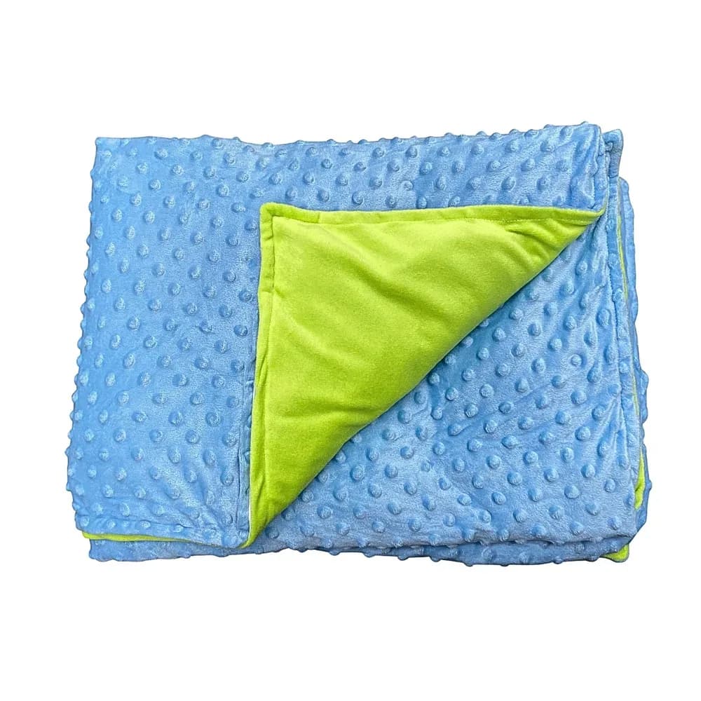 Patura cu greutati mare 5kg (150 x 200cm) Albastru/Verde cu fata de perna — miniatură