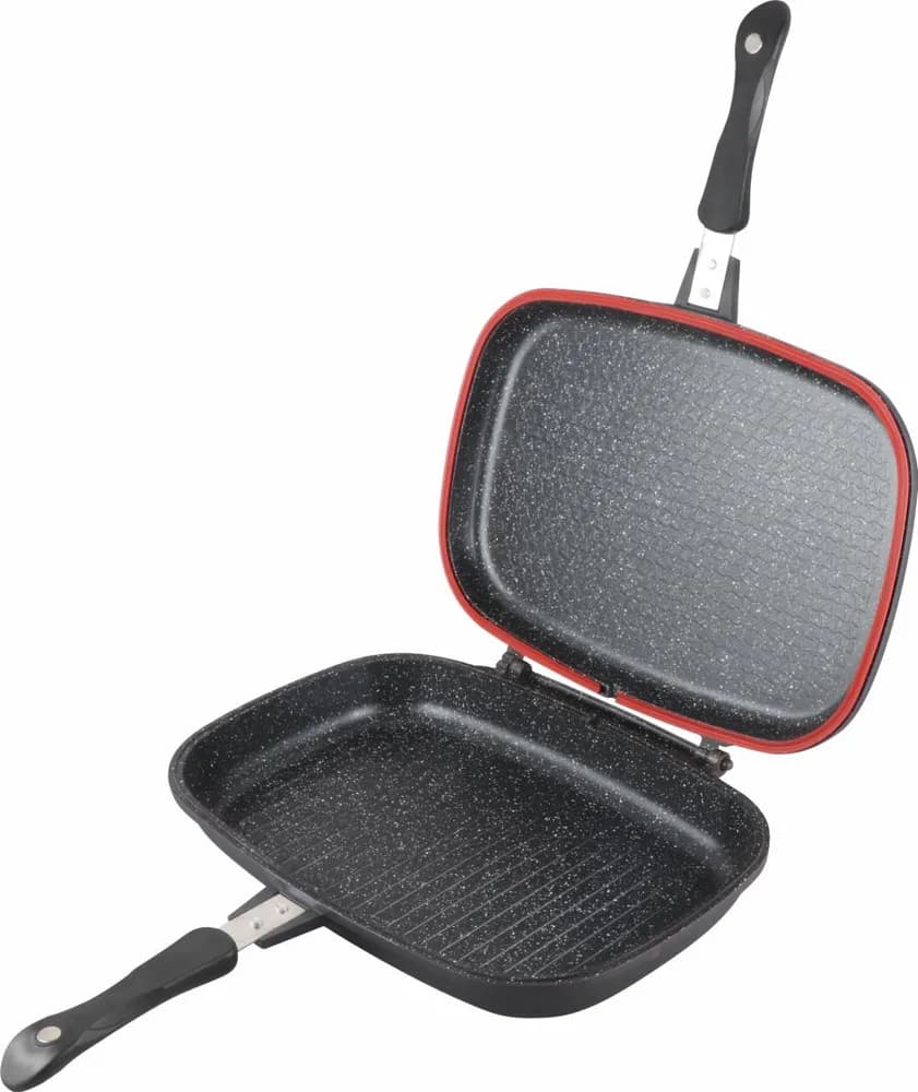 TIGAIE DUBLA DREPTUNGHIULARA TIP GRILL, ALUMINIU, 36x24x7.5 CM,DARK LINE CLASSIC,COOKING BY HEINNER — miniatură