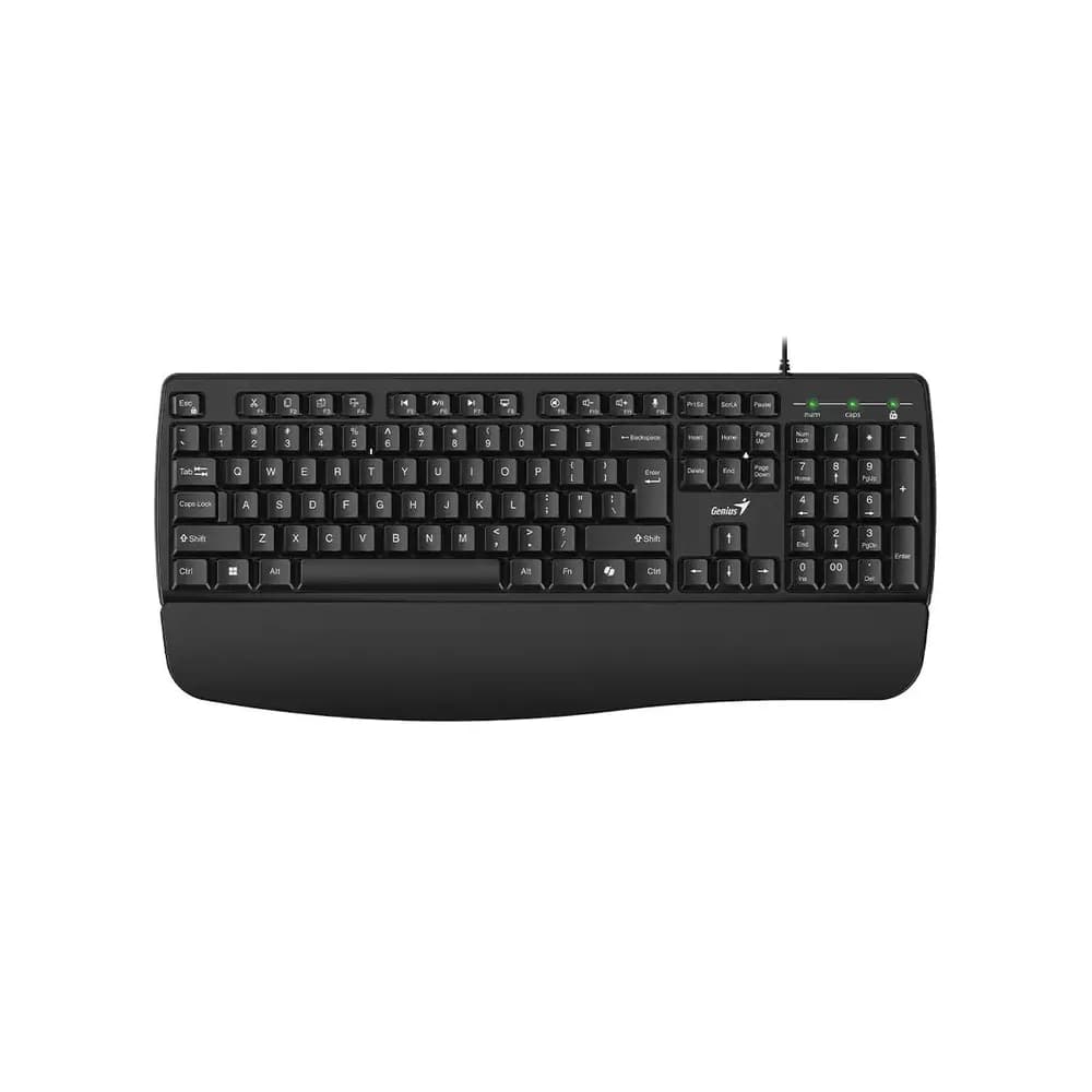 TASTATURA GENIUS USB, multimedia, 104 taste + 12 taste multimedia, design ergonomic, Palm rest, USB, negru, "KB-123" "31300021400" — miniatură