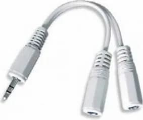 CABLU audio GEMBIRD Splitter stereo (1 x 3.5 mm jack T la 2 x 3.5 mm jack M), 10cm, alb "CCA-415W"