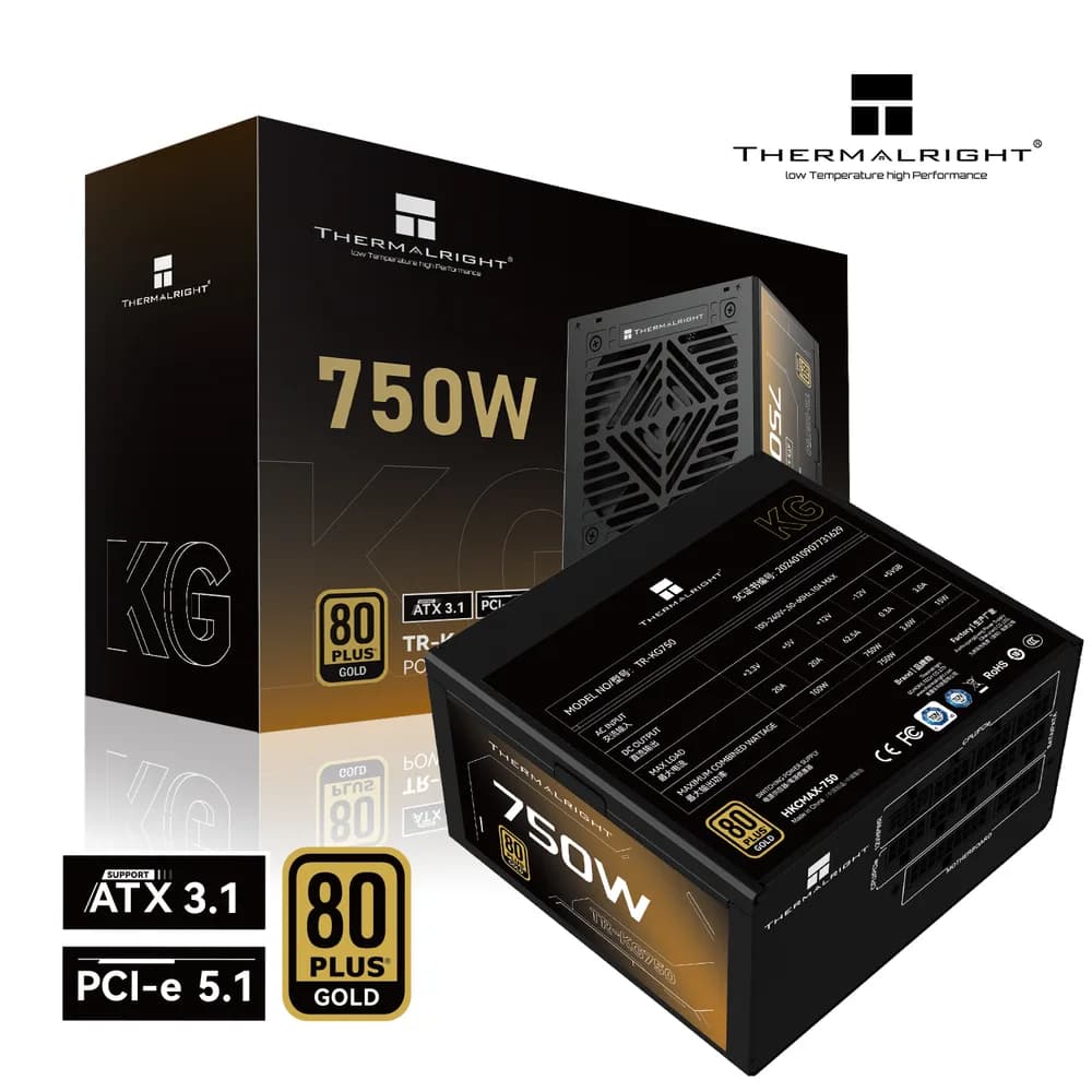 SURSA Thermalright "TR-KG750-sleeved", 750W, certificare 80 Plus Gold, modular, LLC, DC to DC, fan 120mm, negru, "TR-KG750-sleeved" — miniatură