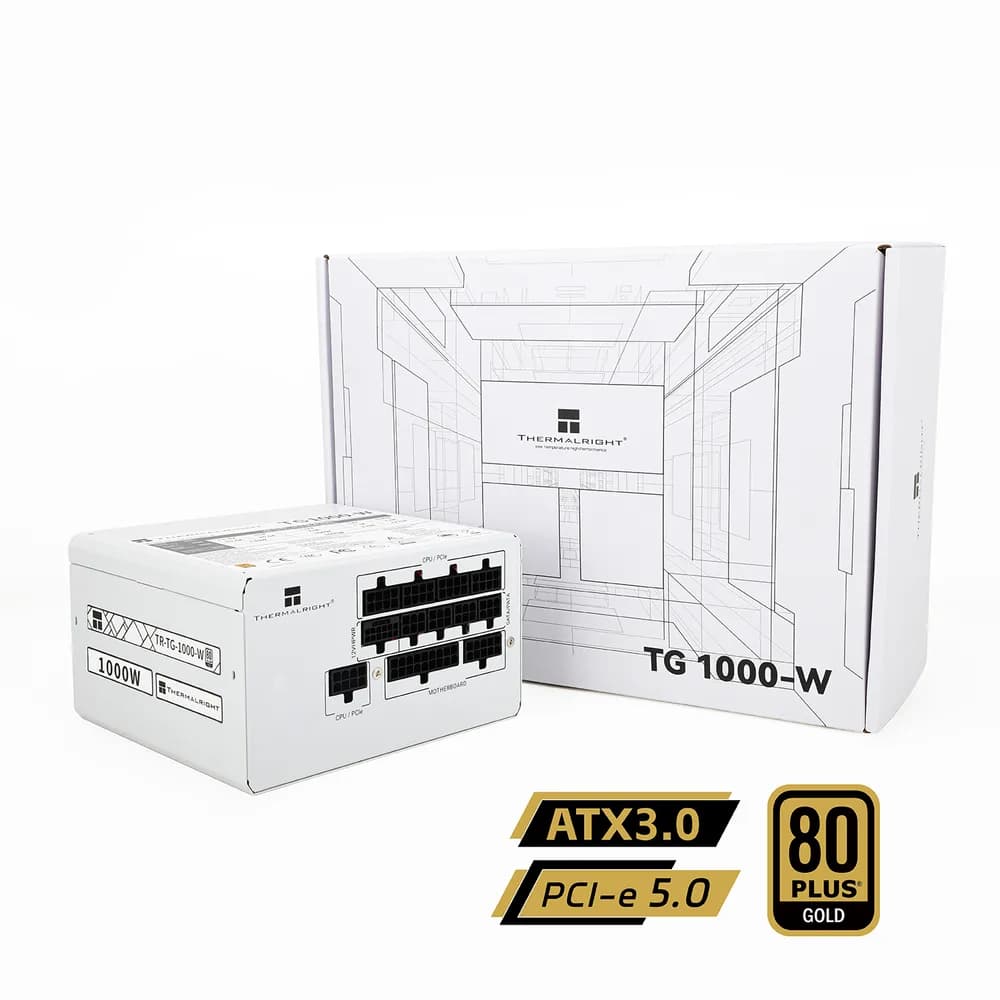 SURSA Thermalright "TR-TG 1000-W", 1000W, certificare 80 Plus Gold, modular, LLC, DC to DC, PCI-E GEN 5.0 ready, fan 120mm, alb, "TR-TG 1000-W" — miniatură