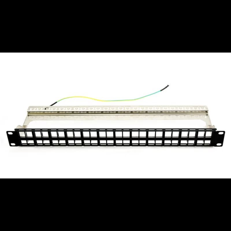 Patch panel 48 porturi, 1U, neechipat, ecranat, suport de cabluri integrat, black - EMTEX "EMT-PP48-BLANK"