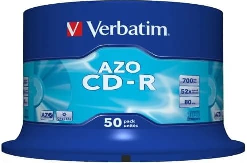 CD-R VERBATIM 700MB, 80min, viteza 52x, 50 buc, spindle, "AZO Crystal " "43343"