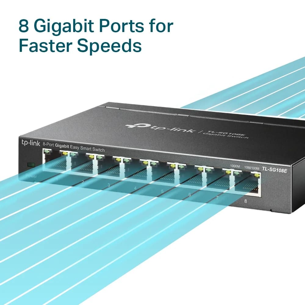 SWITCH TP-LINK 8 porturi Gigabit. carcasa metalica "TL-SG108E" — miniatură