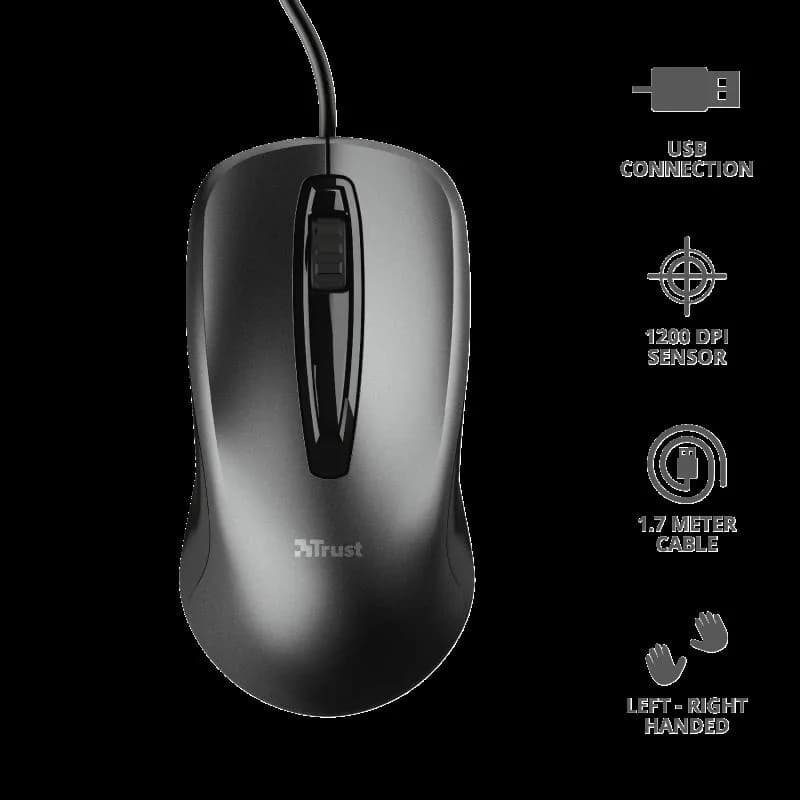 Mouse Trust Carve, 1200 dpi, Negru — miniatură