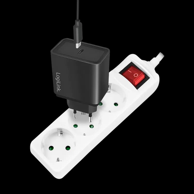 PRELUNGITOR LOGILINK, Schuko x 3, cablu 3G 1.5mm2, 230 V/16 A, 50 Hz, max. 3500 W, buton intrerupator iluminat, IP20, 1.4m, alb, "LPS206" — miniatură
