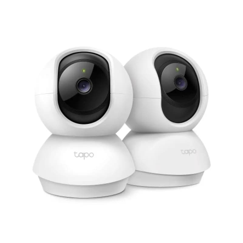 Pan/Tilt Home Security Wi-Fi Camera, 2-Pack SPEC: 2K (2304x1296), 2.4 GHz, Horizontal 360º FEATURE: Pan/Tilt, Smart AI Detection and Notifications (motion, people), Sound and Light Alarm, Remote Control, Two-Way Audio, Voice Control (Works with Google Assistant and Alexa), Local Storage through