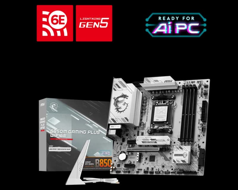 Placa de baza MSI B850M GAMING PLUS WIFI6E, Socket AM5, DDR5, Micro-ATX