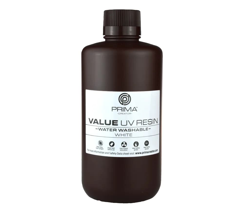 Rășină 3D PrimaCreator Value Water Washable UV – 1 kg – White — miniatură