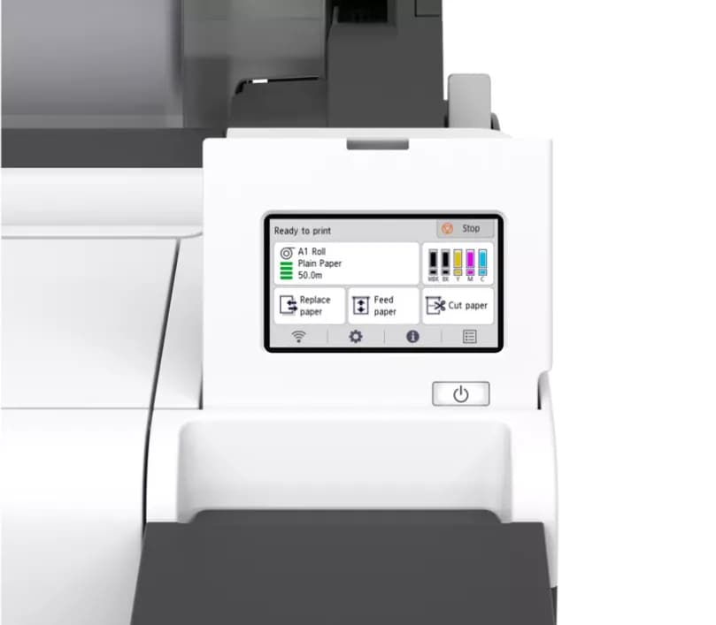 Plotter Canon imagePROGRAF TM-355 + HDD 500Gb, PIN Printing, 36"(914mm), format A0, 5 culori, rezolutie max 2400x1200dpi, memorie 2GB, limbaje de imprimare: HP-GL/2, HP RTL, CALS G4 (submission via FTP only), JPEG, PDF), Display LCD 4.3", interfata: USB 2.0, usb Direct, Ethernet, WIFI, consumabile — miniatură