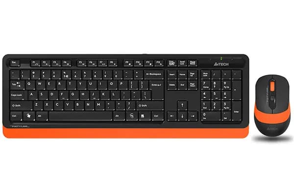 Kit TASTATURA si Mouse A4TECH, "Fstyler FG10+FGK10", wireless, 104 taste format standard, mouse 2000dpi, 4/1 butoane, negru &amp; portocaliu, "FG1010 Orange"