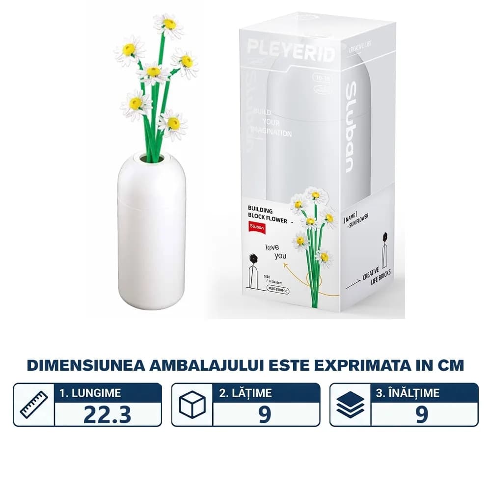 Set de Constructie Flowers, 255 piese, Margareta - Sluban — miniatură