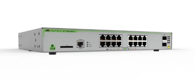 SWITCH ALLIED TELESIS, ATI SW 16P, porturi Gigabit x 16, SFP x 2, managed, rackabil, carcasa metalica, "AT-GS970M/18-50"